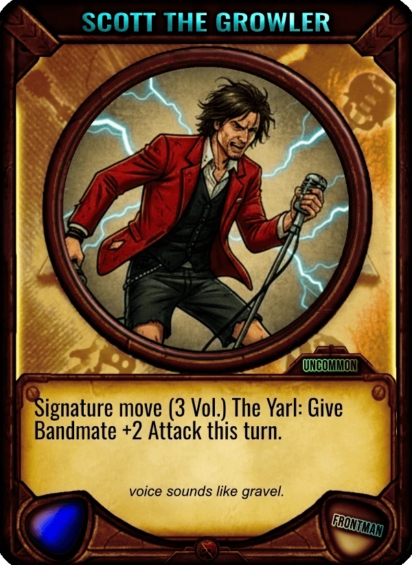 Example Frontman card showing Scott the Growler